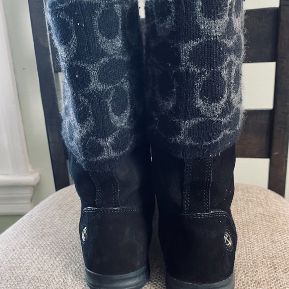 Coach; Tatum boot; black suede with gray/black faux sock lining;; size 6.5 - Picture 3 of 9